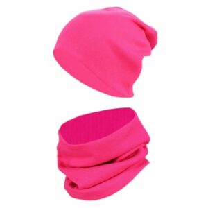 TupTam Unisex Kinder Beanie Mütze Schlauchschal Set fuchsia