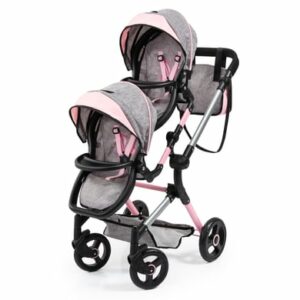 bayer Design Zwillings-Puppenwagen Twin Neo grau/rosa