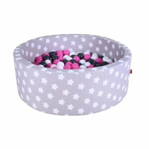 knorr toys® Bällebad soft - Grey white stars - 300 balls creme/grey/rose grau