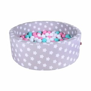 knorr toys® Bällebad soft - Grey white stars - 300 balls rose/creme/lightblue grau