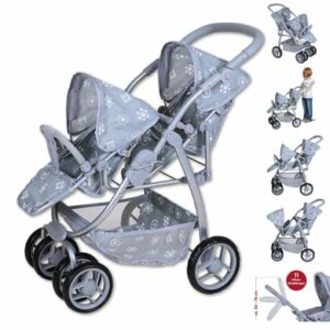 knorr toys® Zwillingspuppenwagen Milo - Royal grey grau