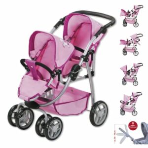 knorr toys® Zwillingspuppenwagen Milo - UMA. Das Einhorn rosa