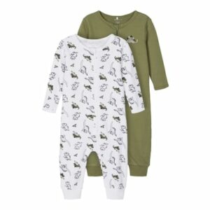 name it Schlafoverall 2er Pack Loden Green Dino