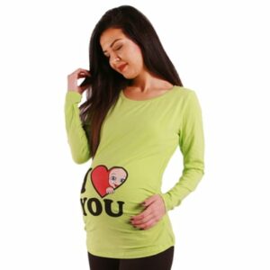 M.M.C. Umstandslangarmshirt I Love You mit Motiv Hellgrün