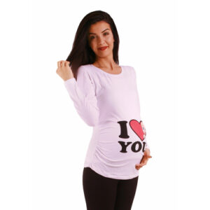 M.M.C. Umstandslangarmshirt I Love You mit Motiv Weiß