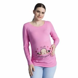 M.M.C. Umstandslangarmshirt Hallo Lieblingsmensch mit Motiv Rosa