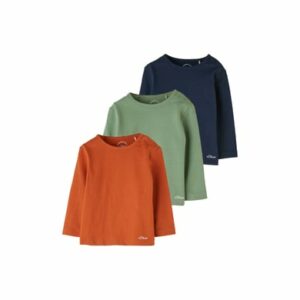 s.Oliver Langarmshirt 3er Pack orange/grün/blau