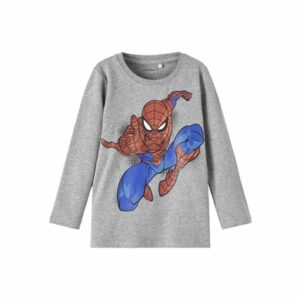 name it Langarmshirt Spiderman Nmmoktav Grey Melange