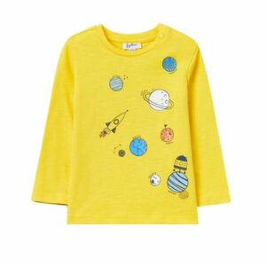 OVS Langarmshirt Space Allover-Print gelb