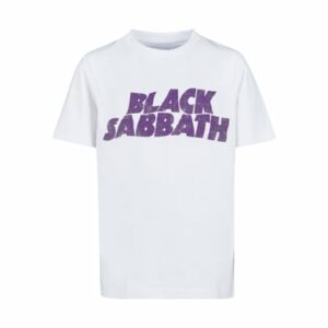 F4NT4STIC T-Shirt Black Sabbath Heavy Metal Band Wavy Logo Distressed Black weiß