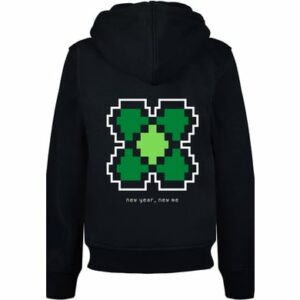 F4NT4STIC Hoodie Silvester Happy New Year Pixel Kleeblatt schwarz