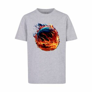 F4NT4STIC T-Shirt Basketball On Fire Sport UNISEX heather grey