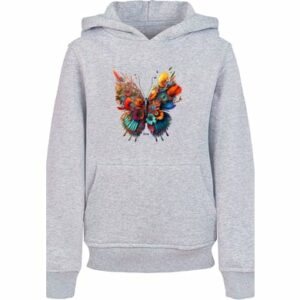 F4NT4STIC Hoodie Schmetterling Blumen Hoodie Unisex heather grey