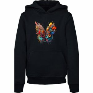 F4NT4STIC Hoodie Schmetterling Blumen Hoodie Unisex schwarz