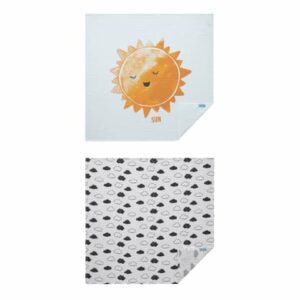 hibboux® Tagesdecken Musselin 75x75 Sun - Cloud 2er Set Multicolor