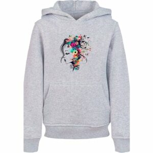 F4NT4STIC Hoodie Silhouette Bunte Blumen heather grey