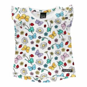 Villervalla Shirt Kurzarm Flower weiß