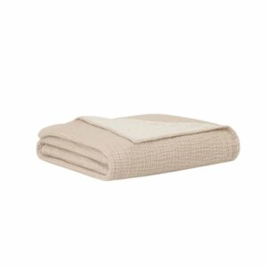 hibboux® Tagesdecken Musselin 120x120 4 Layer - Beige Multicolor