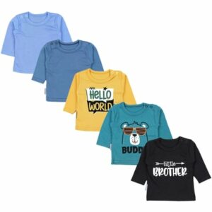 TupTam Baby Jungen Langarmshirt 5er Set schwarz/gelb