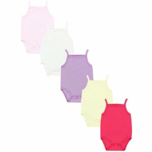 TupTam Mädchen Babybody mit Spagettiträger Sommer 5er Pack gelb/lila