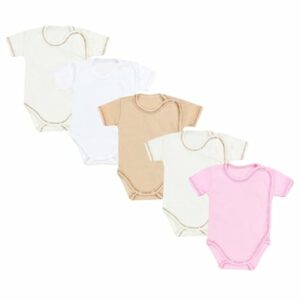 TupTam Unisex Baby Kurzarm Wickelbody 5er Pack beige/rosa