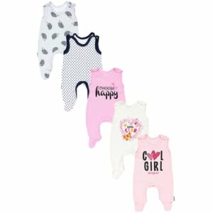 TupTam Baby Strampler mit Aufdruck Spruch 5er Pack apricot