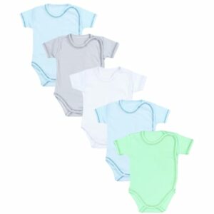 TupTam Unisex Baby Kurzarm Wickelbody 5er Pack blau/grün