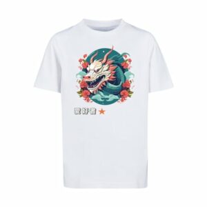 F4NT4STIC T-Shirt Drache mit Blumen weiß