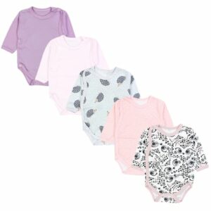 TupTam Baby Langarm Wickelbody im 5er Set grau/lila