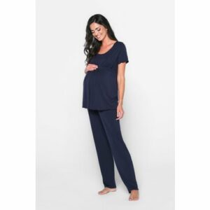 Cool Mama Umstands- und Still-Pyjama 2 in 1 Navy blau