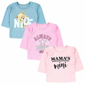 TupTam Unisex Baby Langarmshirt mit Spruch Aufdruck 3er Set mint