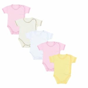 TupTam Unisex Baby Kurzarm Wickelbody 5er Pack rosa/gelb