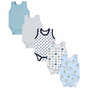 TupTam Baby Jungen Achselbody 5er Pack blau/grau