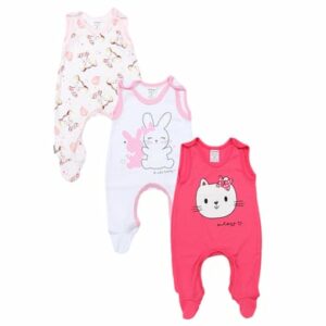 TupTam Baby Mädchen Strampler mit Aufdruck Spruch 3er Pack rosa