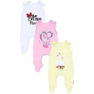 TupTam Baby Mädchen Strampler mit Aufdruck Spruch 3er Pack gelb/weiß