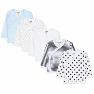 TupTam Baby Jungen Langarm Wickelshirt 5er Set blau/weiß