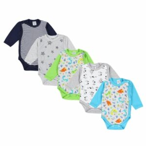 TupTam Baby Langarm Wickelbody im 5er Set blau/grau