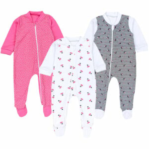 TupTam Baby Unisex Schlafstrampler mit Fuß 3er Pack rosa/lila