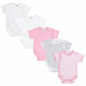 TupTam Baby Mädchen Kurzarm Wickelbody 5er Set rosa/weiß