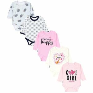 TupTam Mädchen Baby Body Langarm Unifarben 5er Pack rosa/pink