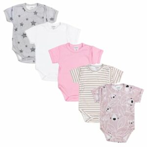 TupTam Baby Mädchen Kurzarm Wickelbody 5er Set beige/rosa