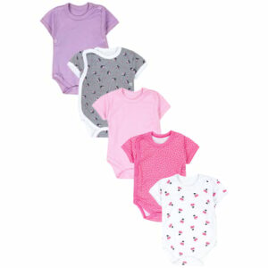 TupTam Baby Mädchen Kurzarm Wickelbody 5er Set lila