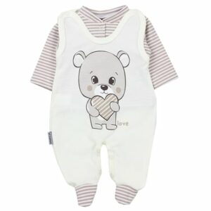 TupTam Baby Unisex Strampler-Set mit Aufdruck Spruch 2-tlg creme