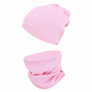 TupTam Unisex Kinder Beanie Mütze Schlauchschal Set rosa Modell 1