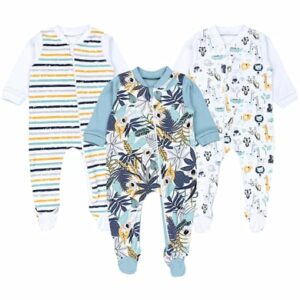 TupTam Baby Unisex Schlafstrampler mit Fuß 3er Pack mint