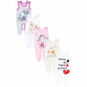 TupTam Unisex Baby Strampler mit Aufdruck 5er Set rosa/weiß