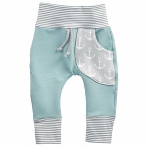 Puschel-Design Hose Handmade grau mint