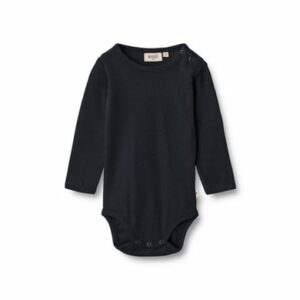 Wheat Langarm-Body Plain Wool LS navy