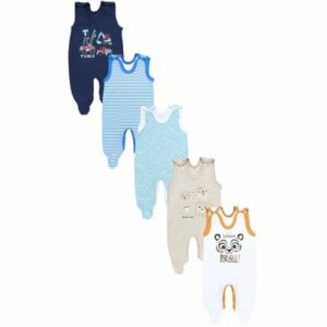 TupTam Baby Strampler mit Aufdruck Spruch 5er Pack blau Modell 1