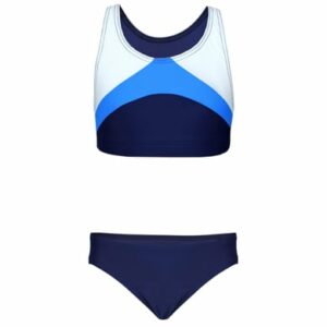 Aquarti Mädchen Sport Bikini Racerback Bustier & Bikinislip blau/weiß